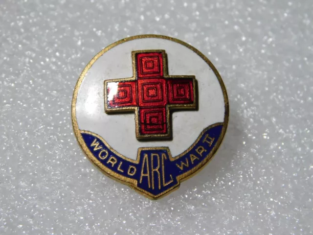 Vintage Enamel World War II Era Red Cross ARC American Red Cross Pin Badge