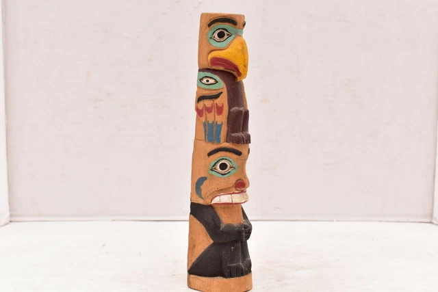 VTG Tlingit Haida Carved Northwest Coast Folk Art Thunderbird TOTEM pole 8.75" VTG Tlingit Haida Carved Northwest Coast Folk Art Thunderbird TOTEM pole 8.75"