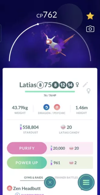 Shadow Latias ( Purified ) - Pokemon Go Trading ☑️