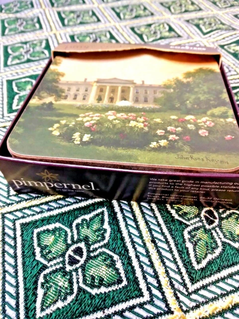Pimpernel White House & Roses  Cork-Backed Coasters - Set of 6 - Made in England