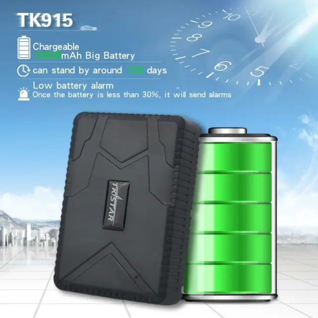 Tkstar TK915 GPS Traqueur Dispositif Étanche Voiture 10000mAh Batterie + Aimant 2