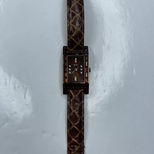 A Relic Chocolate Chrome Crystals ZR33861 990712 Brown Croc Stainless Untested