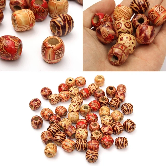 50 Stück Dreadlock Perlen Mix Holzperlen Dread Perlen Dreadlocks 8mm Loch wie