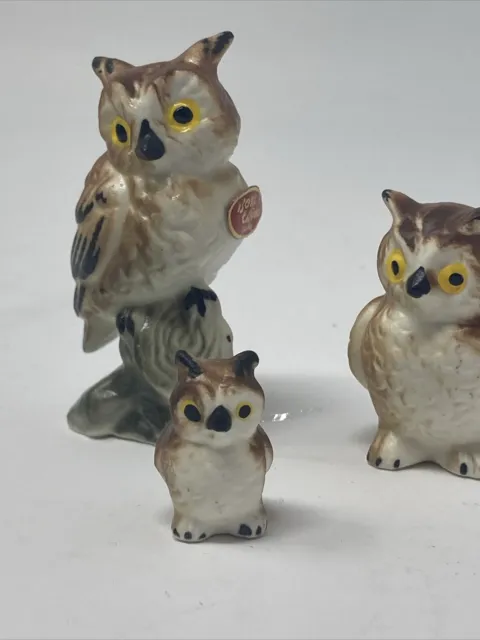 Japan Bone China Miniature Owl Family.