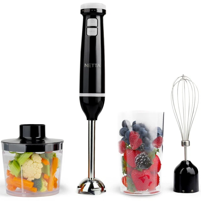 NETTA 600W 3 in 1 Hand Blender Mini Chopper With Beaker Whisk Immersion