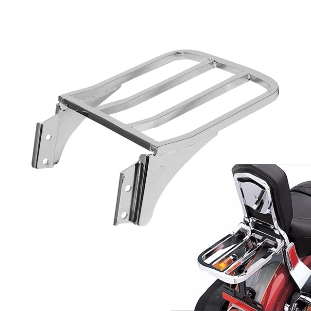 Chrome Sissy Bar Backrest Luggage Rack For Harley Heritage Softail Dyna Fatboy