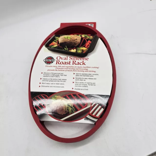 Norpro Oval Silicone Roast Rack, Red 2