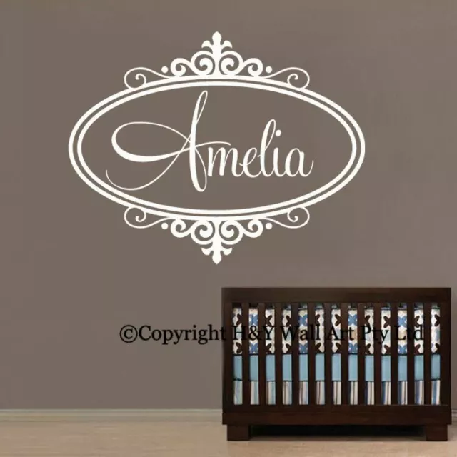 Custom Personalised Name Wall Stickers Baby Kids Nursery Decor Art Mural Decal 2