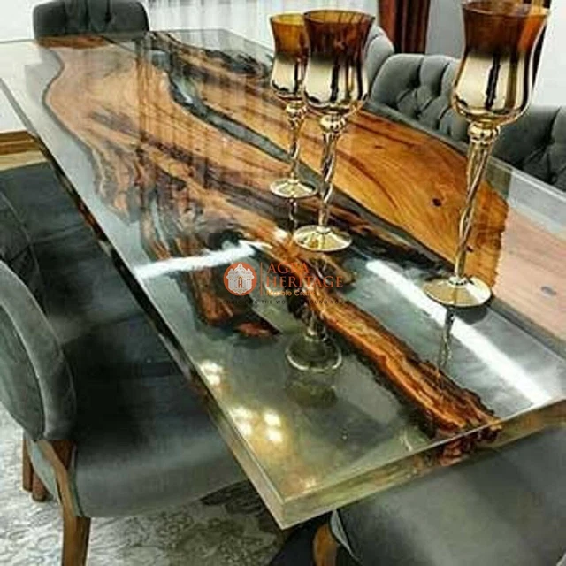 Epoxy Resin table - Acacia resin river table - epoxy Top Decor