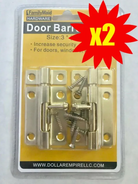 2X 2Pc Slide Heavy Duty Gate Latch Door Lock Door Bolts Barrel Bolt with Nails