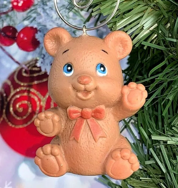 Adorable Brown Teddy Bear ONE OF A KIND 2" Custom Made Christmas Tree Ornament