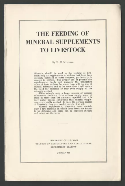 FEEDING MINERAL SUPPLEMENTS TO LIVESTOCK 1933 Booklet FARMING AGRICULTURE