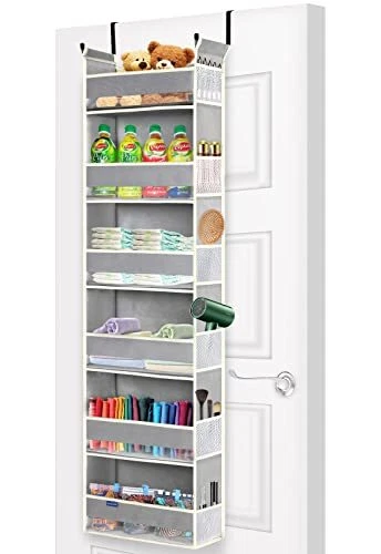 Over The Door Hanging Organizer 6-Shelves for Baby Nursery 13" x 5" x 54" grey