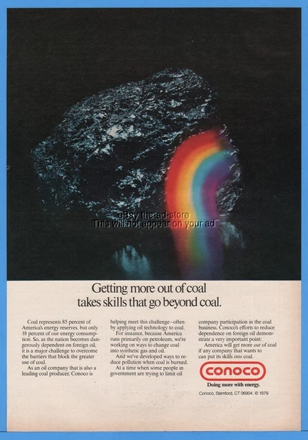 1979 Conoco Stamford CT Change Coal Synthetic Gas Oil Rainbow Photo Print Ad