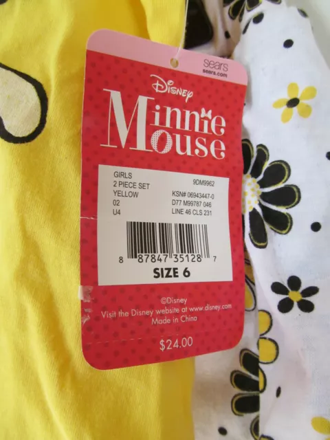 Gonna a pois nuova con etichette Disney Minnie topo giallo floreale, set camicia taglia 6 3