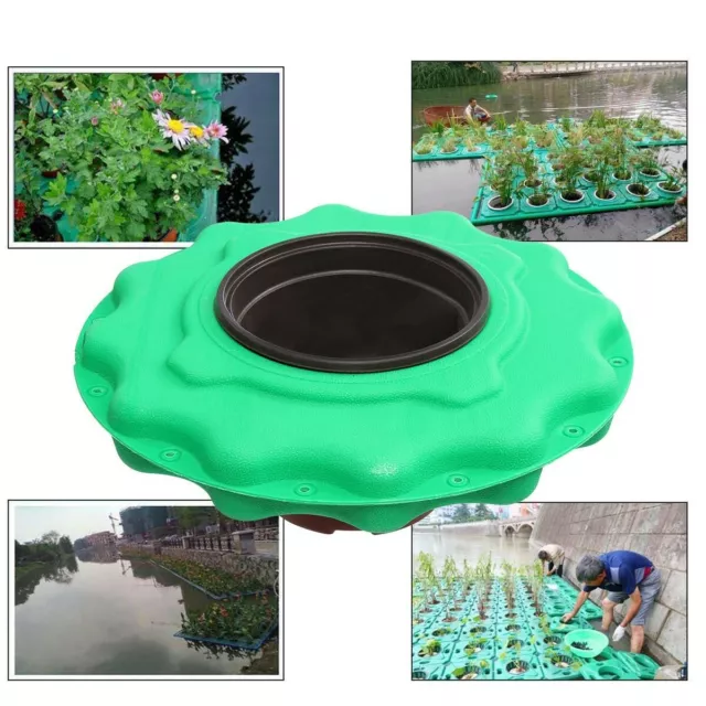 Maceta flotante verde para peces estanque isla flor planta soporte para macetas con contenedor de cesta 2