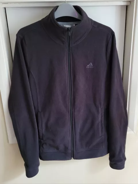 Ladies ADIDAS CLIMAWARM Size 12 14 16 Black Full Zip Fleece Jacket Top