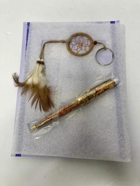 Indian Dreamcatcher Keychain and Pen Feathers Beads Gift Set NEW in Package