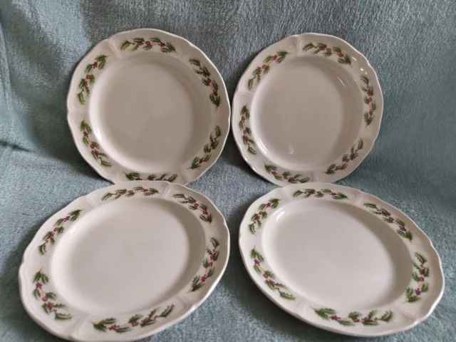 4x Wedgwood Etruria Barlaston Queens Holly 1991 Small Plates 16cm Rare