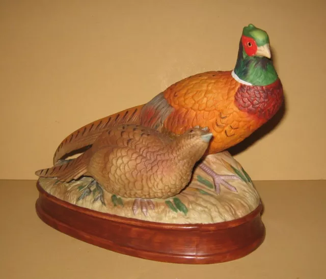 Mt. Hope Limited Edition Large Ceramic Ringneck Pheasant Family  Figurine 1985