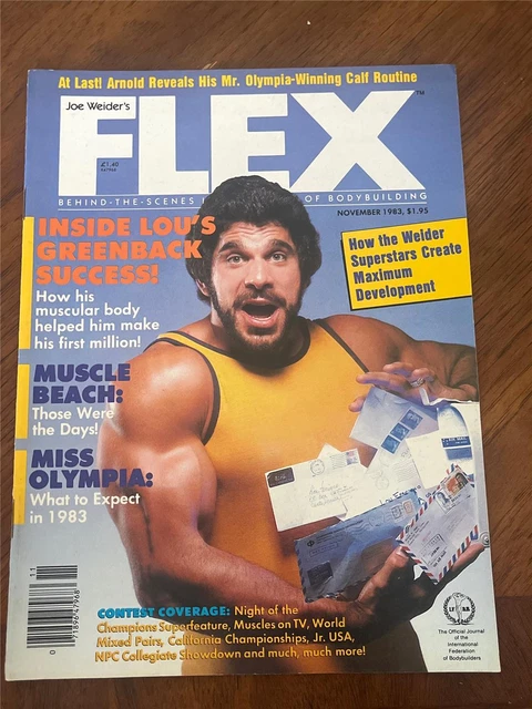 FLEX BODYBUILDING MUSCLE magazine/Incredible Hulk LOU FERRIGNO 11-83 £ ...