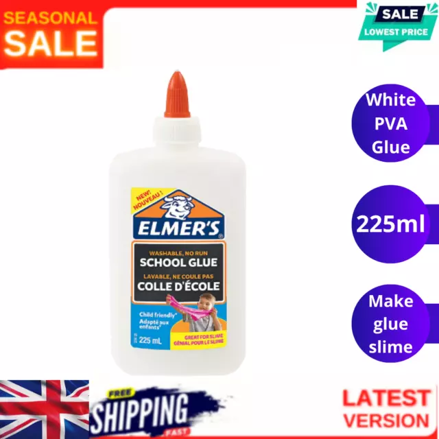 Elmer's White PVA Glue 225 mL Washable and Kid Friendly, Great for Making Slime