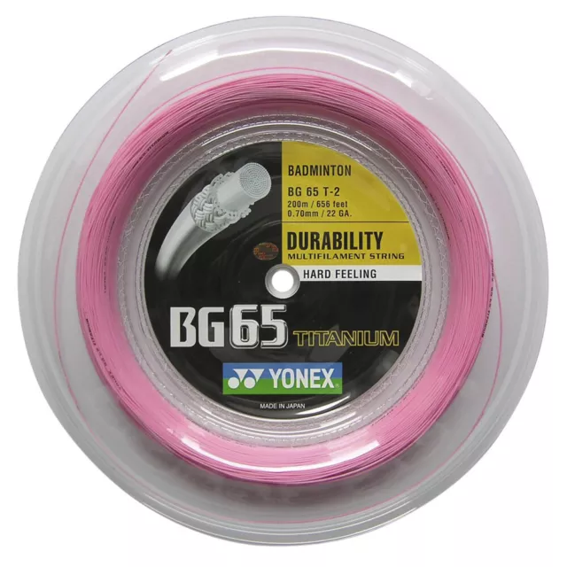 Yonex BG65Ti Badmintonsaite BG 65 Ti - 200 m Rolle - pink