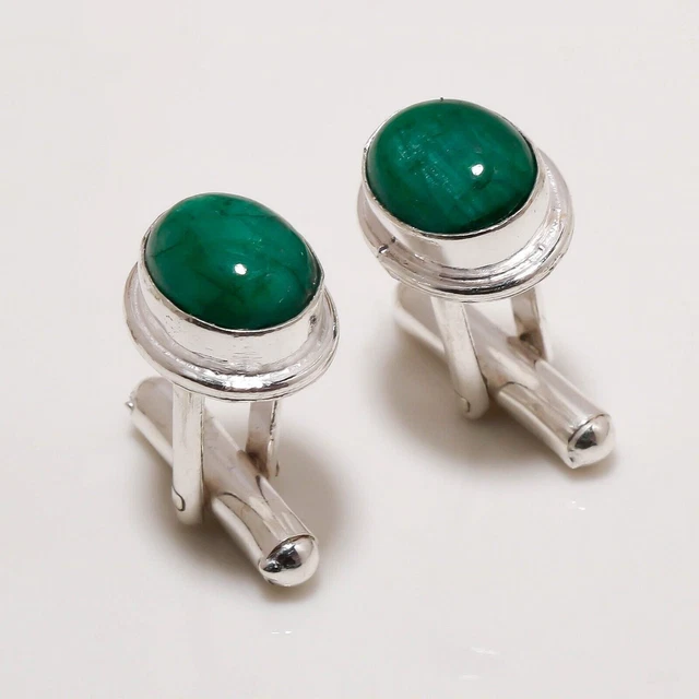 Boutons de manchette faits main en argent sterling 925 pierre précieuse