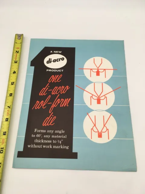 1958 Diacro Press Brake Roll Form Die Sales & Specification Brochure