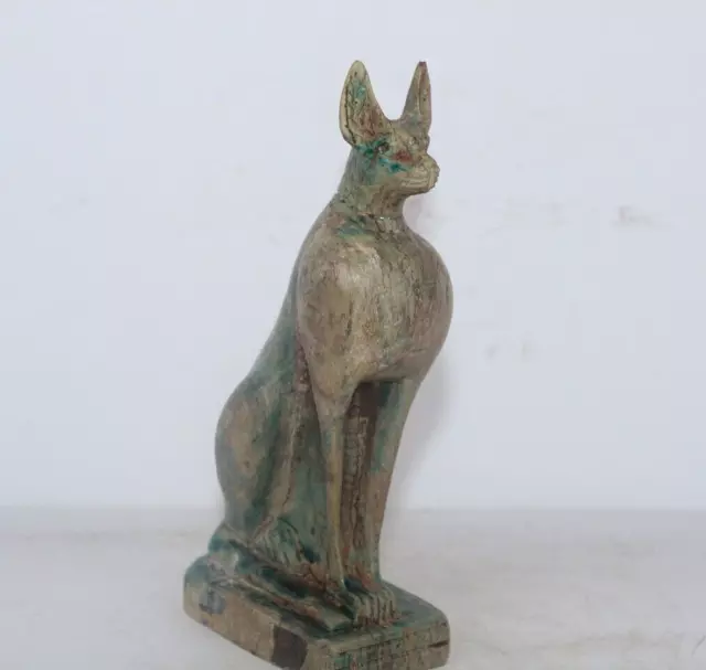 RARO ANTIGUO EGIPCIO ANTIGUO Estatua del Gato Bastet Bast Stone Historia de...