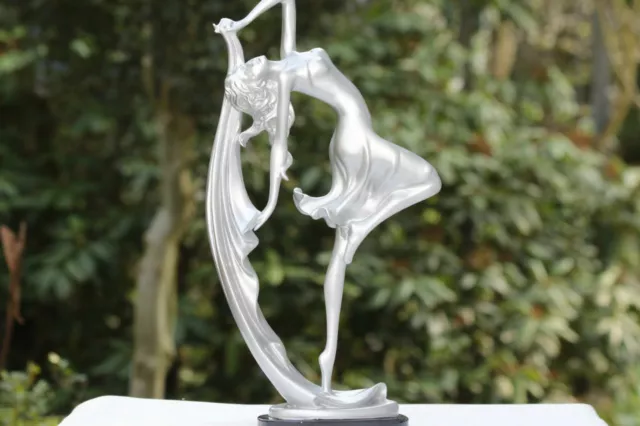 Ballett Tanzen Mädchen Skulptur Ballerina Statue Figur Silber Tänzerin AK 2