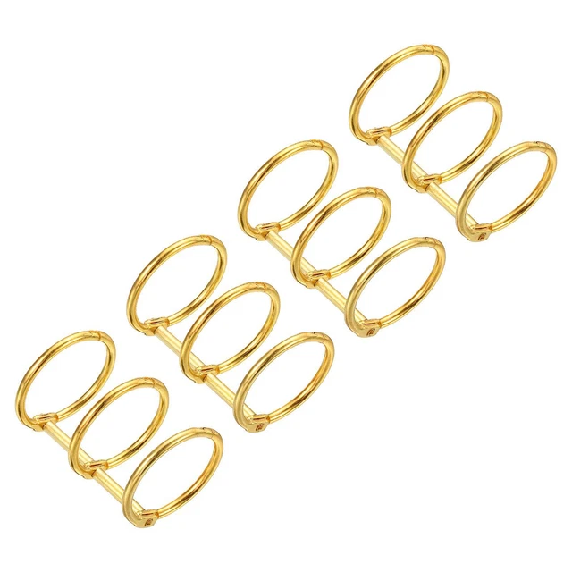 1" Diá 3 Anillos de Libro, 4pzs Metal Carpeta Anillos Desmontable, Dorado Tono