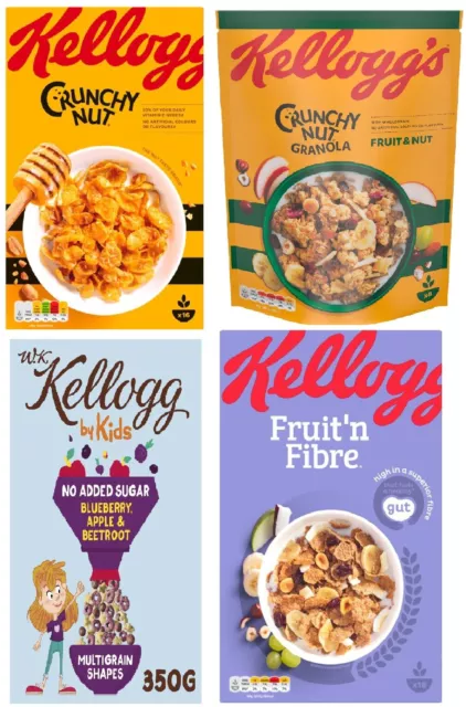 Cereal Varieties for Breakfast from Kellogg's- Granol, Fruit'n Fibre, Cruchy Nut