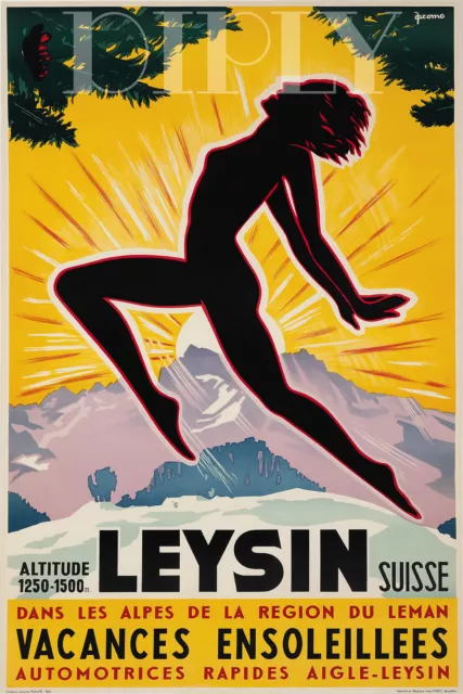 Repro Deco Affiche Leysin Alpes Leman Suisse Vacances Sur Papier 310 Ou 190 Grs