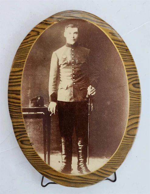 antique CELLULOID PHOTOGRAPH military or fraternal MAN in UNIFORM soldier