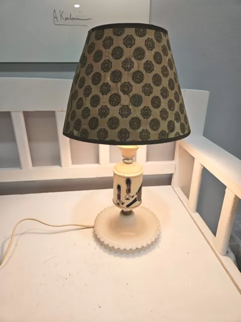Vintage Toy Soldier Childrens Desk Lamp With Milk Glass Base