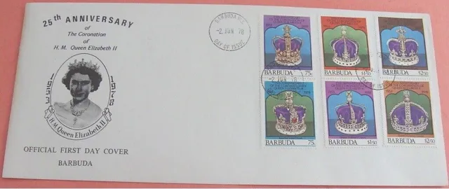095. Barbuda 1978 Set/6 Briefmarke Krönung Von H.M.Queen Elizabeth II FDC