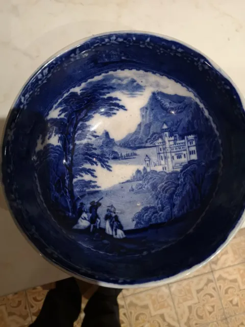 Antique 1910 Blue & White Bowl by Jenny Lind Royal Staffordshire Burslem Pottery