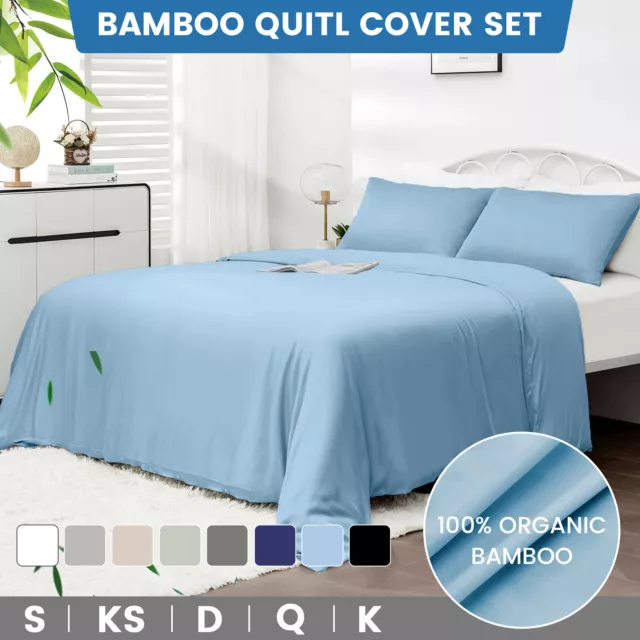 2000TC Cooling Bamboo Quilt Cover Set Organic Silky-soft Sustainable S/D/Q/K Bed