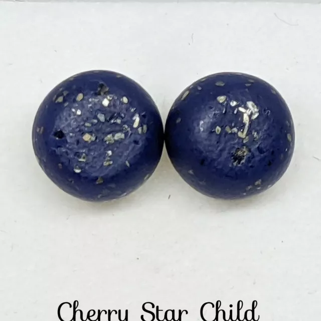 Genuine blue lapis lazuli sterling 925 silver stud earrings