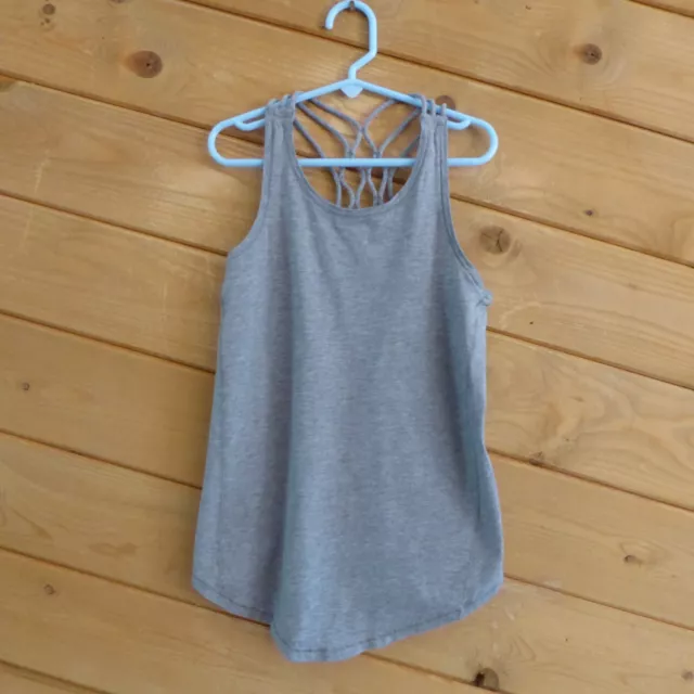 Ivivva by Lululemon Solid Gray Girl Tank Top Round Hem Top unlined Girls 10