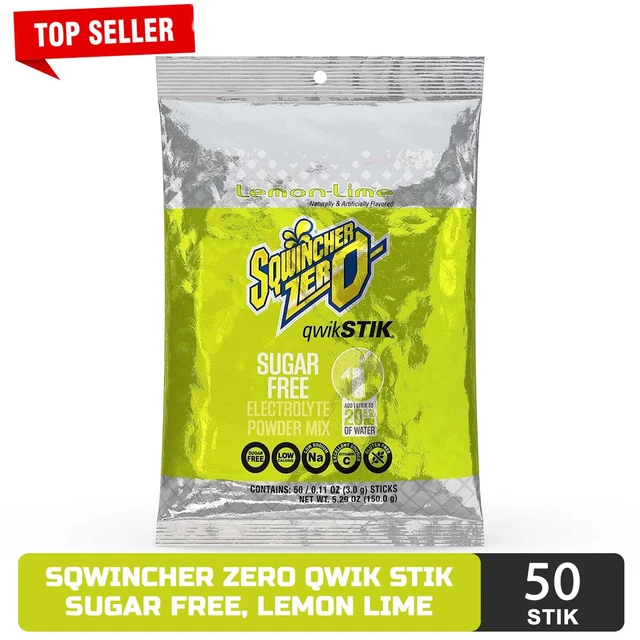Sqwincher Zero Qwik Stik Sugar Free, Lemon Lime, .11 0z, 50 Stik