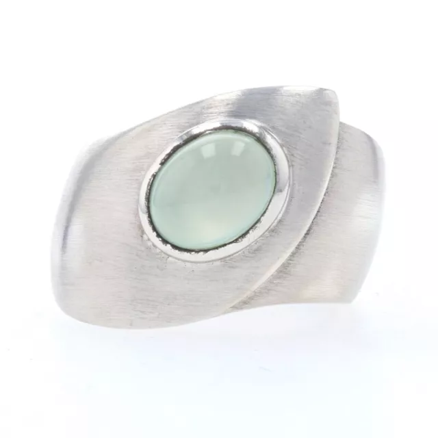 Neuf Bastian Inverun Vert Pierre de Lune Courbé Bande Argent Brossé Taille Bague