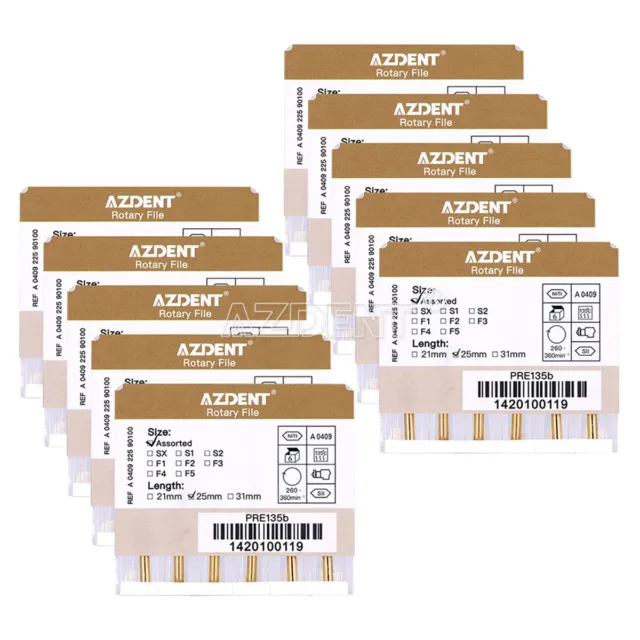 AZDENT Dental Endodontic Gold Taper NITI Rotary Files Engine Use 25mm 6pc/kit US