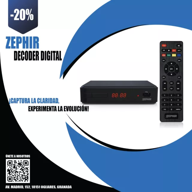 Zephir Decodificador Digital Terrestre Tv Fhd Dvb-T2 Hevc Usb 2.0 Hdmi Led Tvsat