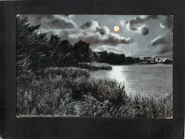 B1916 Australia SA Adelaide River Torrens at night pu vintage postcard