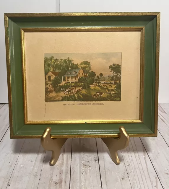 Vintage Framed "AMERICAN HOMESTEAD SUMMER" Print Currier and Ives Original Frame