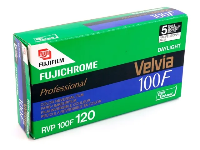 Fujifilm Fujichrome Professional Velvia RVP 100F 5 rulli 120 inversione colori