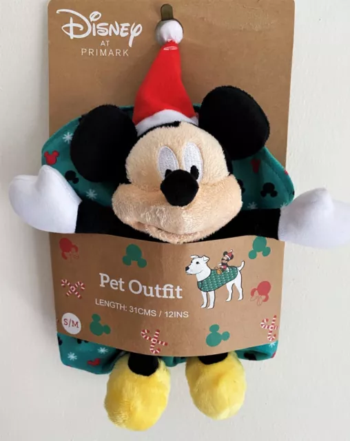 BNWT Disney Christmas Mickey Pet Dog Outfit Primark Size Small/Medium 31cm 12"