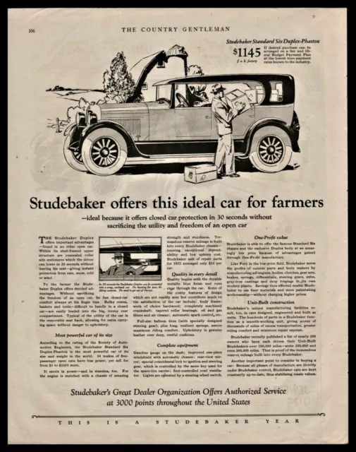 1926 STUDEBAKER Standard Six Duplex Phaeton Antique Car AD original price shown